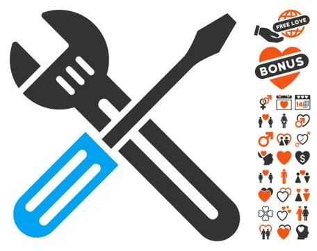 Spanner And Screwdriver Icon With Bonus Illustrazione stock