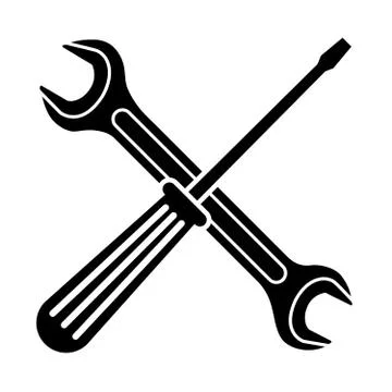 Spanner and Screwdriver icon Stock Illustration
