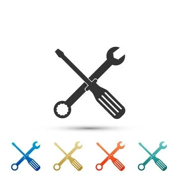 Spanner and screwdriver tools icon isolated on white background. Service tool 스톡 일러스트