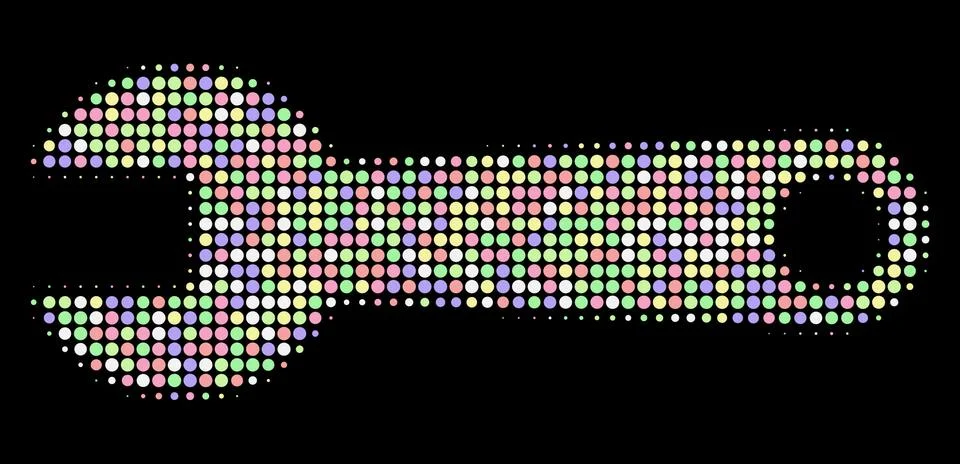 Spanner Halftone Composition of Dots Stock Illustration