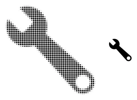 Spanner Halftone Dotted Icon Illustrazione stock