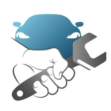 Spanner in hand for car repair Stock Illustration