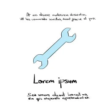Spanner Hand Draw Color Icon Vector Stock Illustration