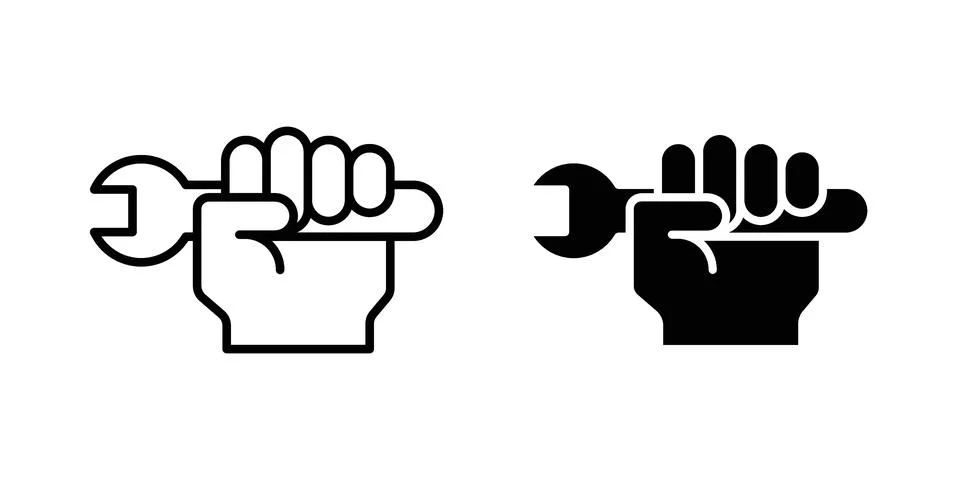 Spanner in hand icon for web projects Stock Illustration