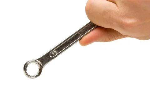 Spanner in hand Stock Photos
