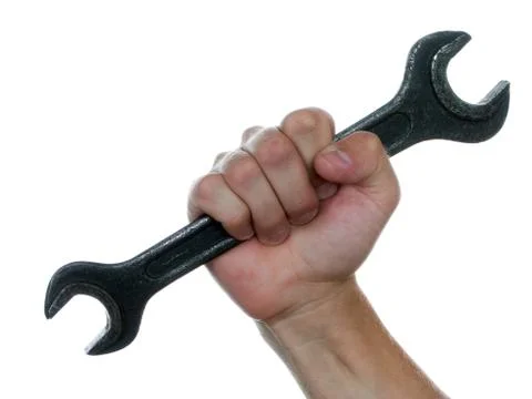 Spanner in hand Stock Photos