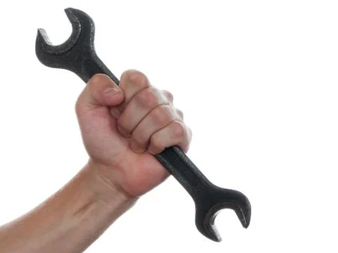 Spanner in hand Stock Photos