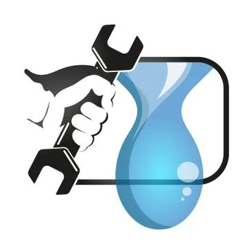 Spanner in hand to plumbing Stock Illustration