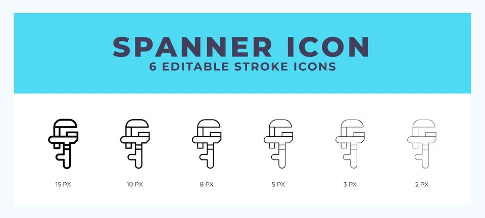 Spanner icon with editable stroke. Outline icon vector illustration. Stock Illustration