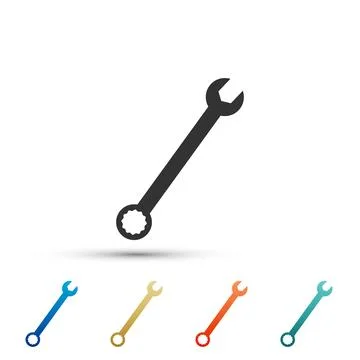 Spanner icon isolated on white background. Set elements in colored icons. F.. Illustrazione stock