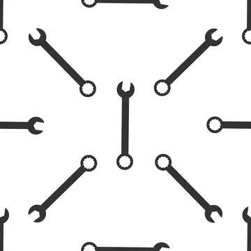 Spanner icon seamless pattern on white background. Vector Illustration Stock Illustration