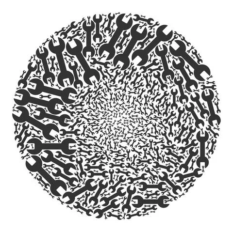 Spanner Icon Spheric Cluster Mosaic 스톡 일러스트