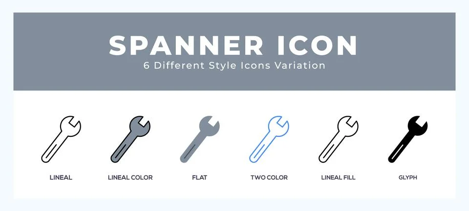 Spanner icon vector design illustration in trendy style Stock Illustration