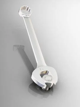 Spanner with nut and bolt Stock Illustration