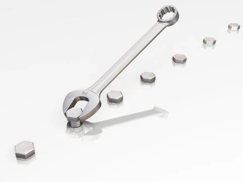 Spanner with nuts Stock Illustration