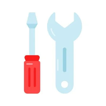 Spanner with screwdriver showing concept vector of repairing tools in modern Stock Illustration