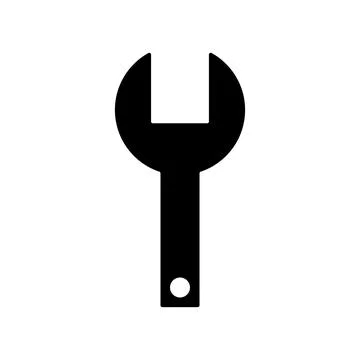 Spanner silhouette icon in black. vector. 스톡 일러스트