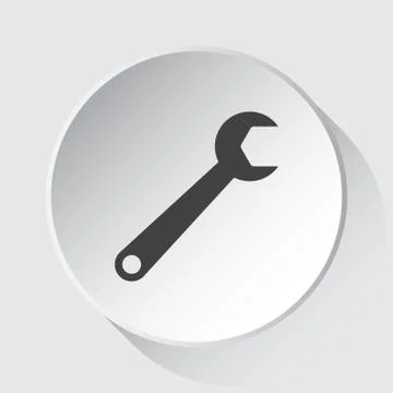 Spanner - simple gray icon on white button Stock Illustration