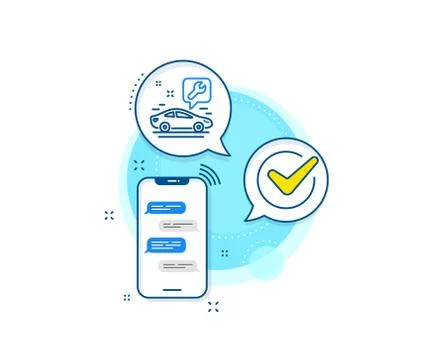 Spanner tool line icon. Car repair service sign. Vector Illustrazione stock