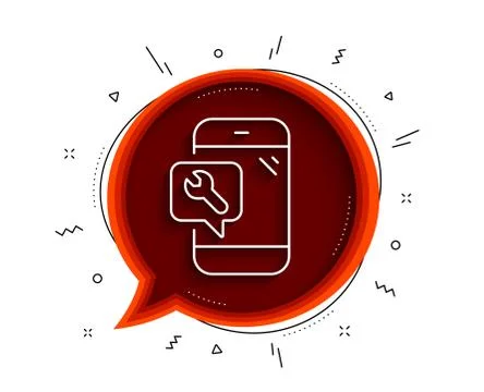 Spanner tool line icon. Phone repair service sign. Vector Stockillustratie