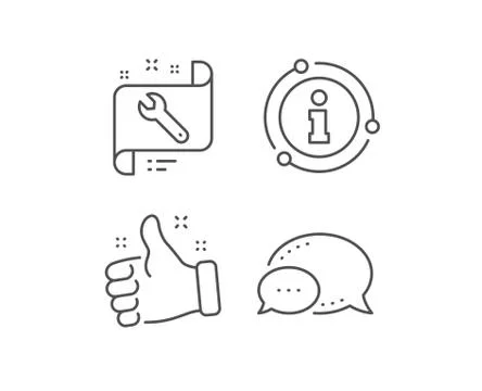 Spanner tool line icon. Repair service blueprint sign. Vector Illustrazione stock