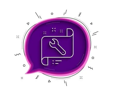 Spanner tool line icon. Repair service blueprint sign. Vector Stockillustratie