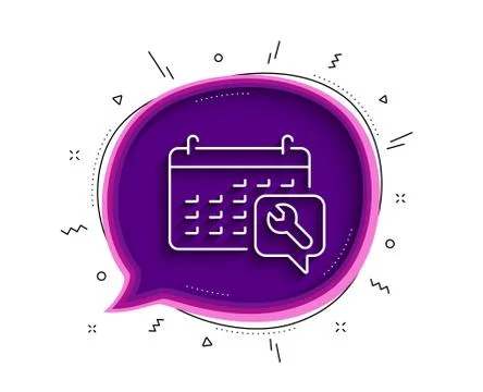 Spanner tool line icon. Repair service calendar sign. Vector Stockillustratie