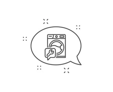 Spanner tool line icon. Washing machine repair service sign. Vector Illustrazione stock