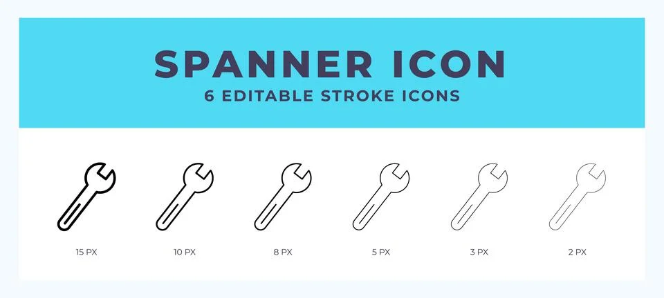 Spanner vector icon for web and app. Editable stroke vector illustration Stock Illustration