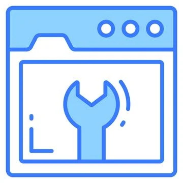 Spanner with website depicting, website setting vector Stock Illustration