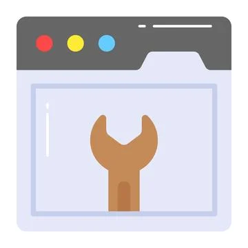 Spanner with website depicting, website setting vector 스톡 일러스트