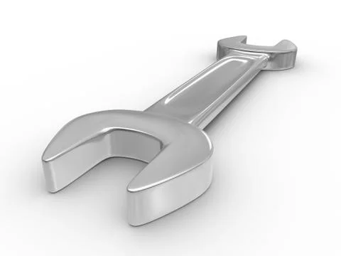 Spanner on white background. Isolated 3D image 스톡 일러스트