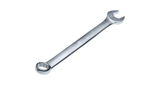 Spanner wrench mechanic hand tool isolated on white. Stock Photos