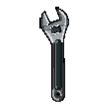 Spanner wrench tool pixel art vector illustration Stock Illustration