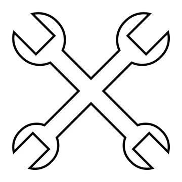 Spanners crossed button Stock Illustration