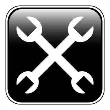 Spanners crossed button Stock Illustration