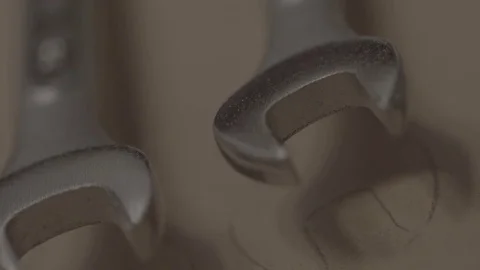 Spanners hanging on a wall Stock Footage 73892388