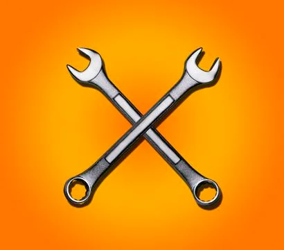 Spanners on an orange background. 3D image Stock Illustration