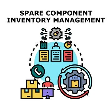 Spare component inventory management logistics delivering value Ilustración de archivo
