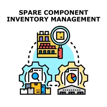 Spare component inventory management process concept Stock Illustration