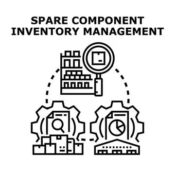 Spare component inventory management process concept Ilustración de archivo