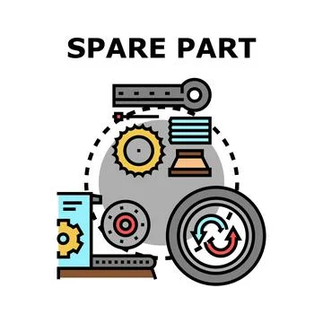 Spare part concept for mechanical equipment maintenance Stock Illustration