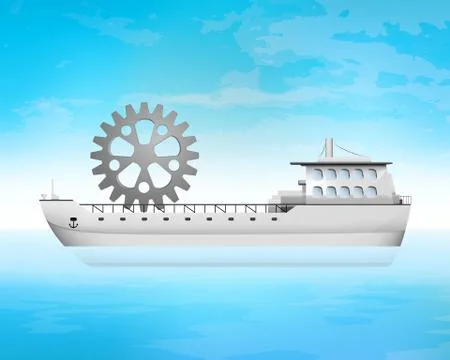 Spare part on freighter deck transportation Stock Illustration