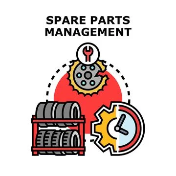 Spare parts management concept vector illustration process Stock Illustration