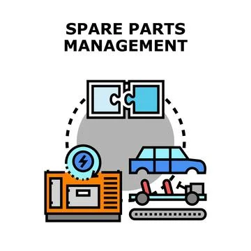 Spare parts management process optimizing maintenance and supply chain Stock Illustration