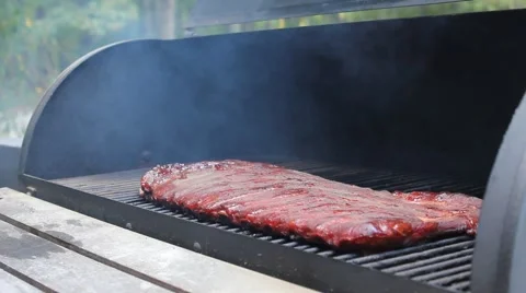 Spare Ribs On A Grill Stock Footage 61781639