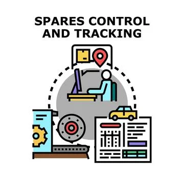 Spares control and tracking logistics management concept Stock Illustration