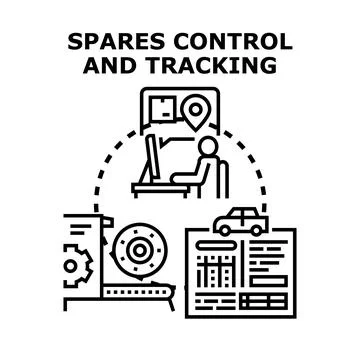 Spares control and tracking logistics management concept Stock Illustration