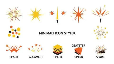 Spark and fireworks effect vector icons for festive celebration graphics. Stock Illustration