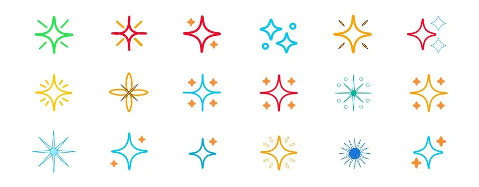Spark element icon with a twinkle star vector. Stock Illustration